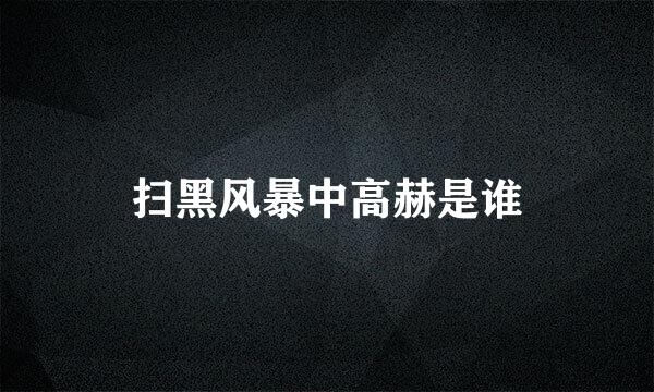 扫黑风暴中高赫是谁