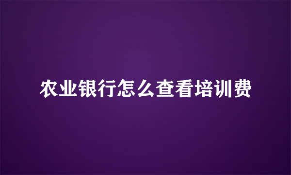 农业银行怎么查看培训费
