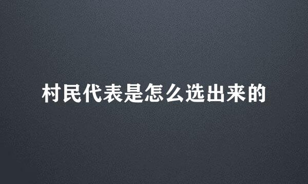 村民代表是怎么选出来的