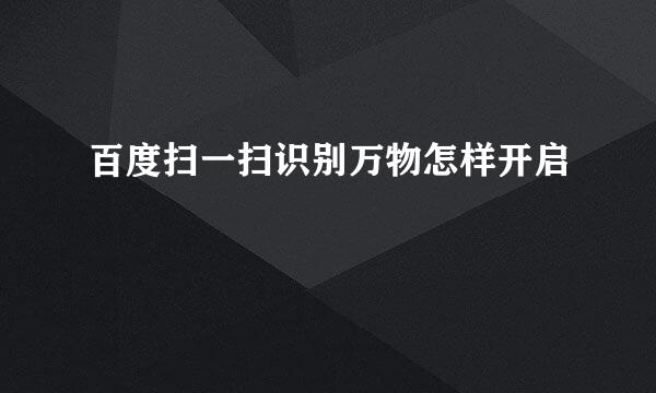 百度扫一扫识别万物怎样开启