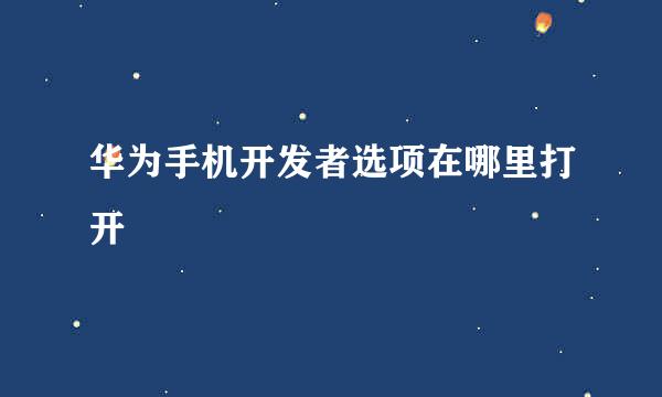 华为手机开发者选项在哪里打开