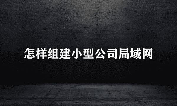 怎样组建小型公司局域网