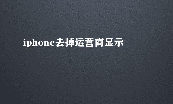 iphone去掉运营商显示
