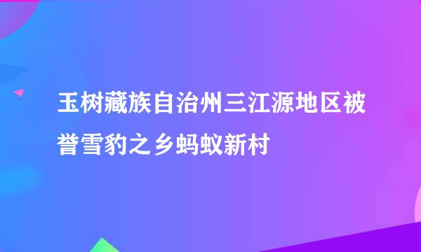 玉树藏族自治州三江源地区被誉雪豹之乡蚂蚁新村