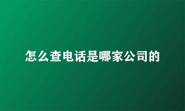 怎么查电话是哪家公司的