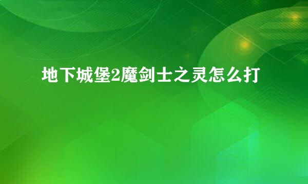 地下城堡2魔剑士之灵怎么打