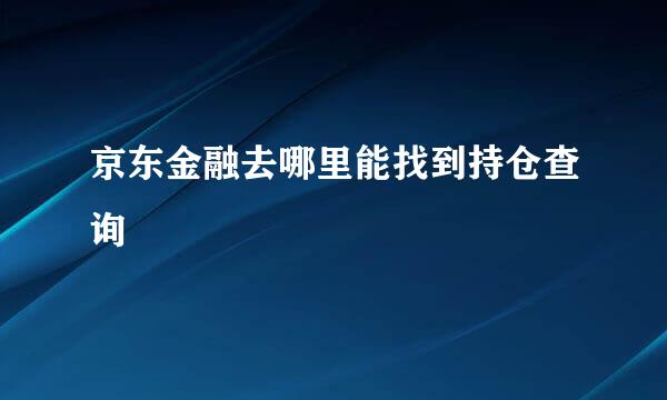 京东金融去哪里能找到持仓查询