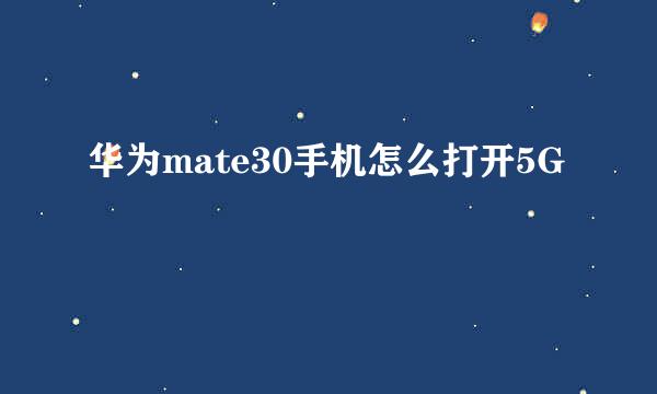 华为mate30手机怎么打开5G