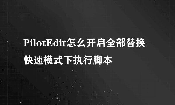 PilotEdit怎么开启全部替换快速模式下执行脚本