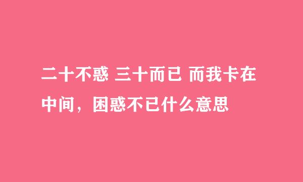 二十不惑 三十而已 而我卡在中间，困惑不已什么意思