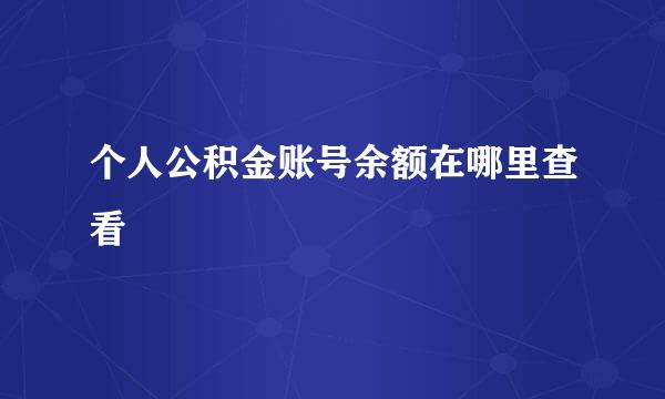 个人公积金账号余额在哪里查看
