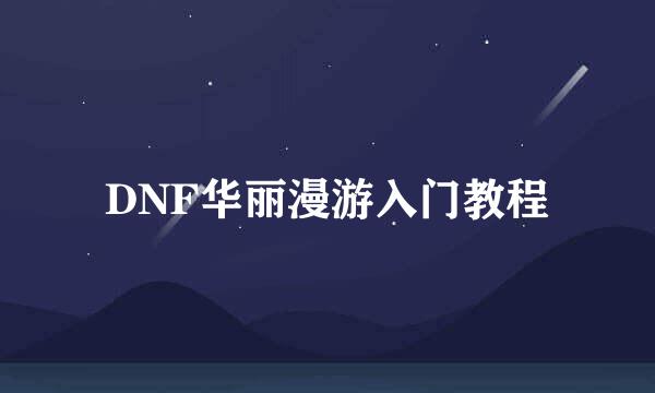 DNF华丽漫游入门教程