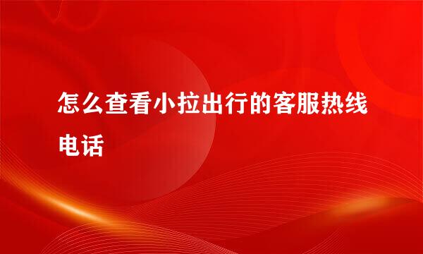 怎么查看小拉出行的客服热线电话