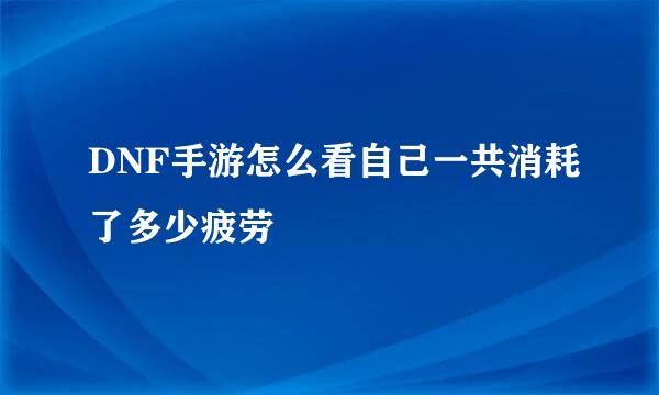 DNF手游怎么看自己一共消耗了多少疲劳