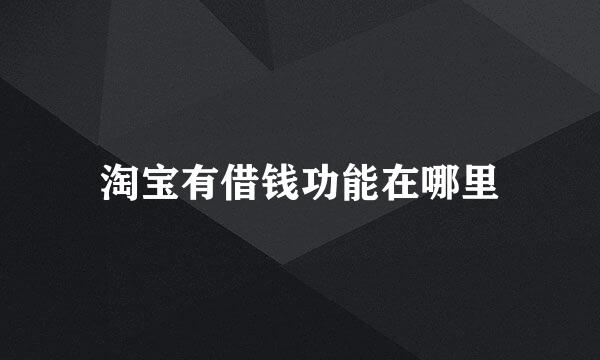 淘宝有借钱功能在哪里