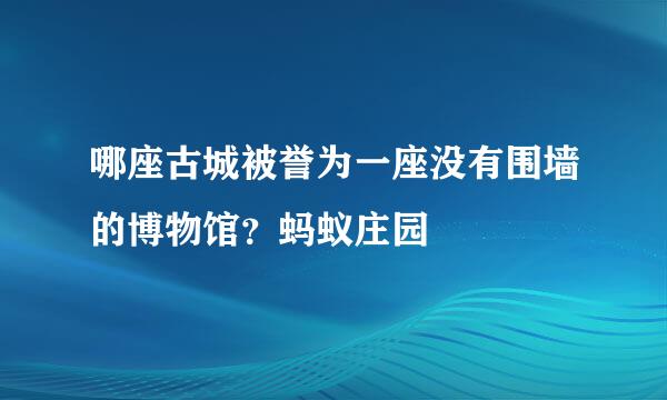 哪座古城被誉为一座没有围墙的博物馆？蚂蚁庄园