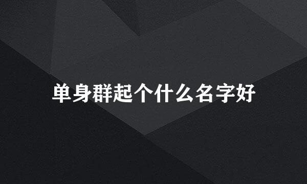 单身群起个什么名字好
