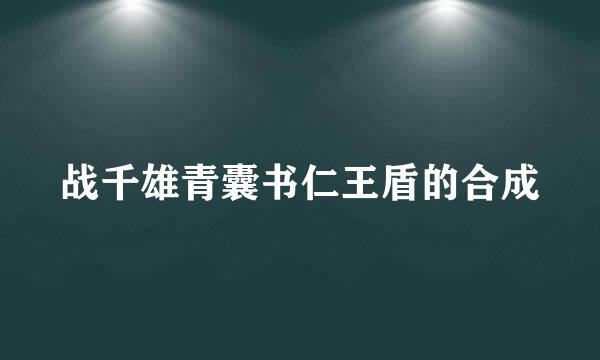 战千雄青囊书仁王盾的合成