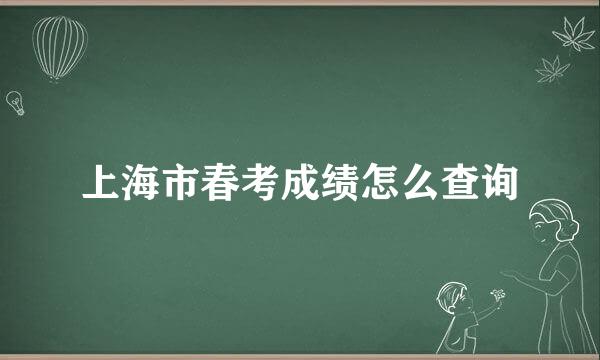 上海市春考成绩怎么查询