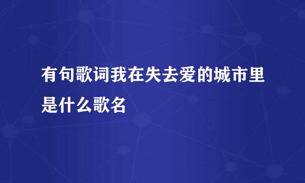 有句歌词我在失去爱的城市里是什么歌名