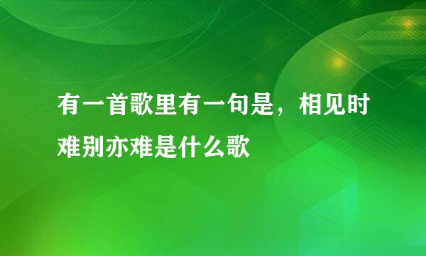有一首歌里有一句是，相见时难别亦难是什么歌