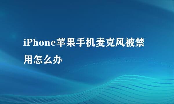 iPhone苹果手机麦克风被禁用怎么办