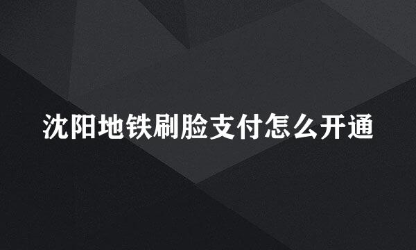 沈阳地铁刷脸支付怎么开通