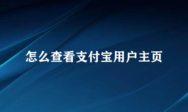 怎么查看支付宝用户主页
