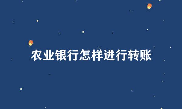 农业银行怎样进行转账