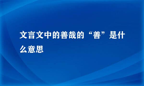 文言文中的善哉的“善”是什么意思