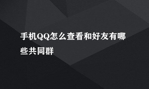 手机QQ怎么查看和好友有哪些共同群