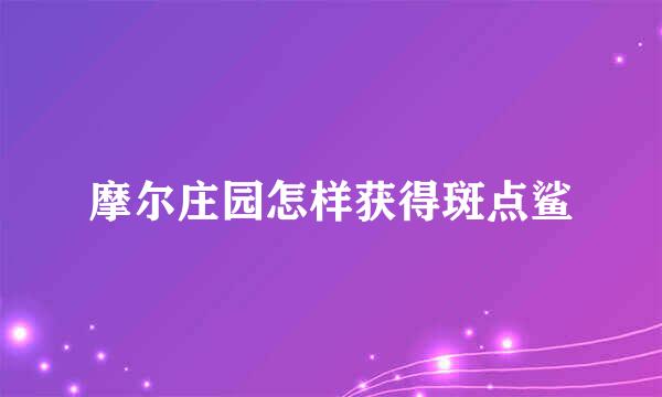 摩尔庄园怎样获得斑点鲨