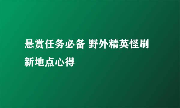 悬赏任务必备 野外精英怪刷新地点心得