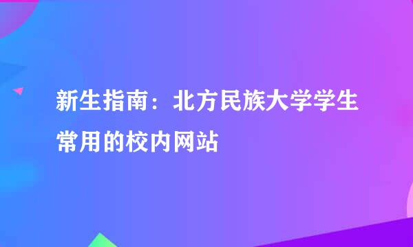 新生指南：北方民族大学学生常用的校内网站