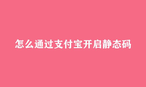 怎么通过支付宝开启静态码