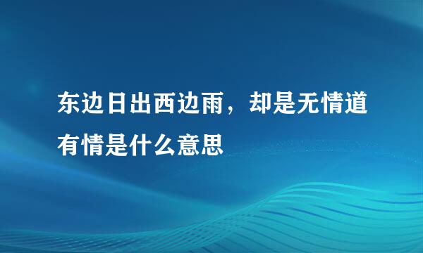 东边日出西边雨，却是无情道有情是什么意思