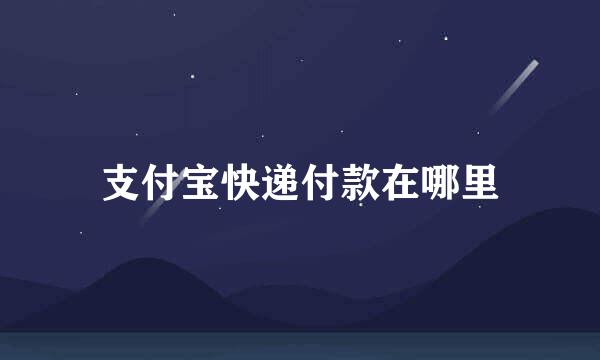支付宝快递付款在哪里