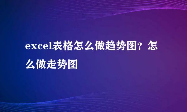 excel表格怎么做趋势图？怎么做走势图
