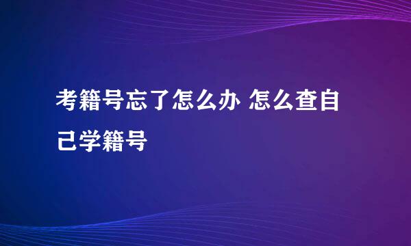 考籍号忘了怎么办 怎么查自己学籍号
