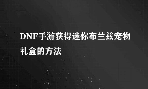 DNF手游获得迷你布兰兹宠物礼盒的方法