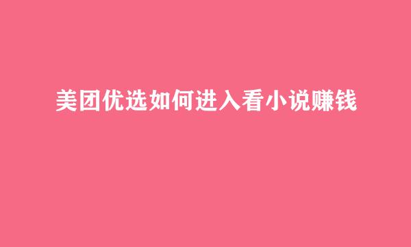 美团优选如何进入看小说赚钱