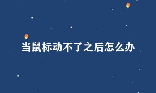 当鼠标动不了之后怎么办