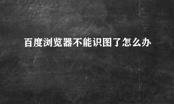 百度浏览器不能识图了怎么办