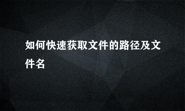 如何快速获取文件的路径及文件名