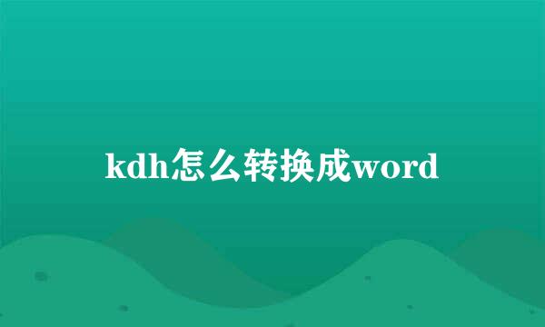 kdh怎么转换成word