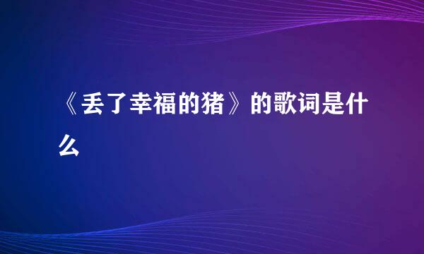 《丢了幸福的猪》的歌词是什么