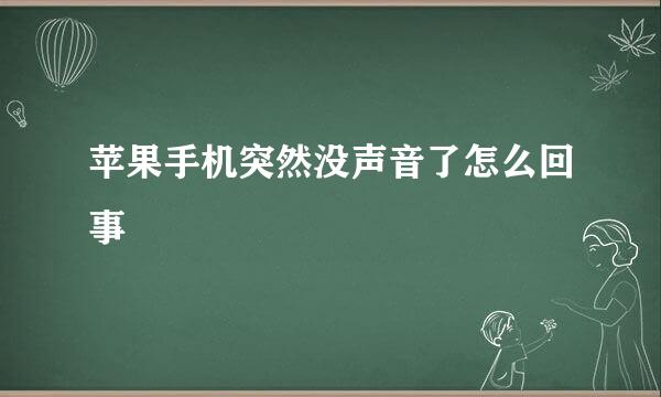 苹果手机突然没声音了怎么回事