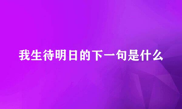 我生待明日的下一句是什么