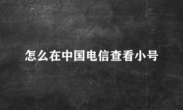怎么在中国电信查看小号
