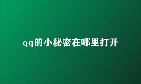 qq的小秘密在哪里打开